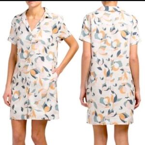 RACHEL ZOE Blush Light Pink 100% Linen Floral Button Up Shirt Dress Size XS